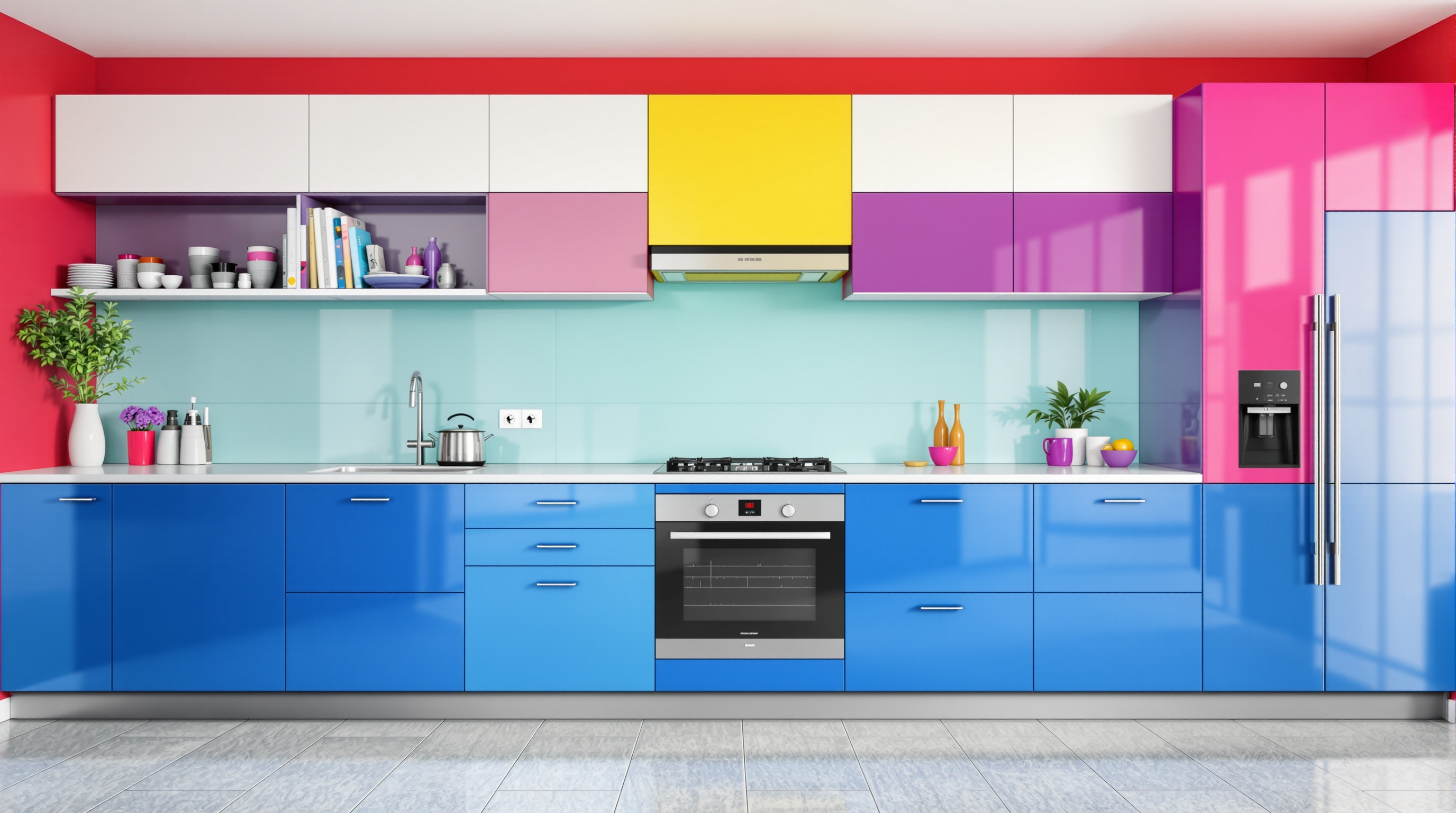 Cuisine colorée design contemporain