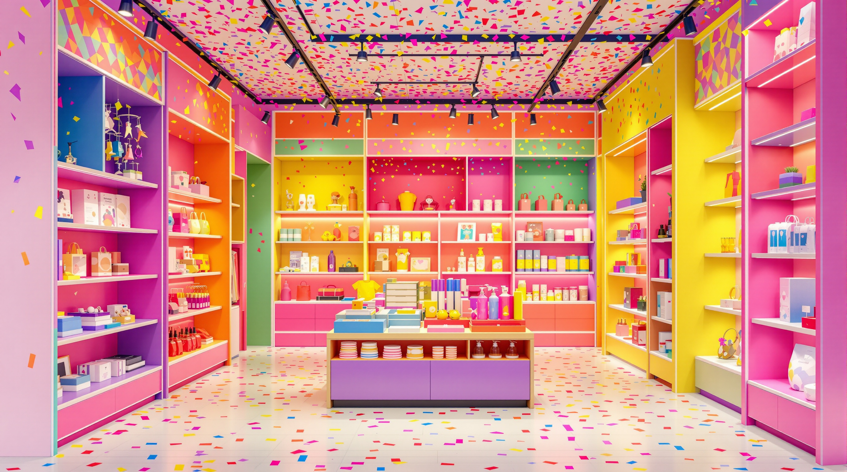 Boutique colorée design — réalisation Bee at Home