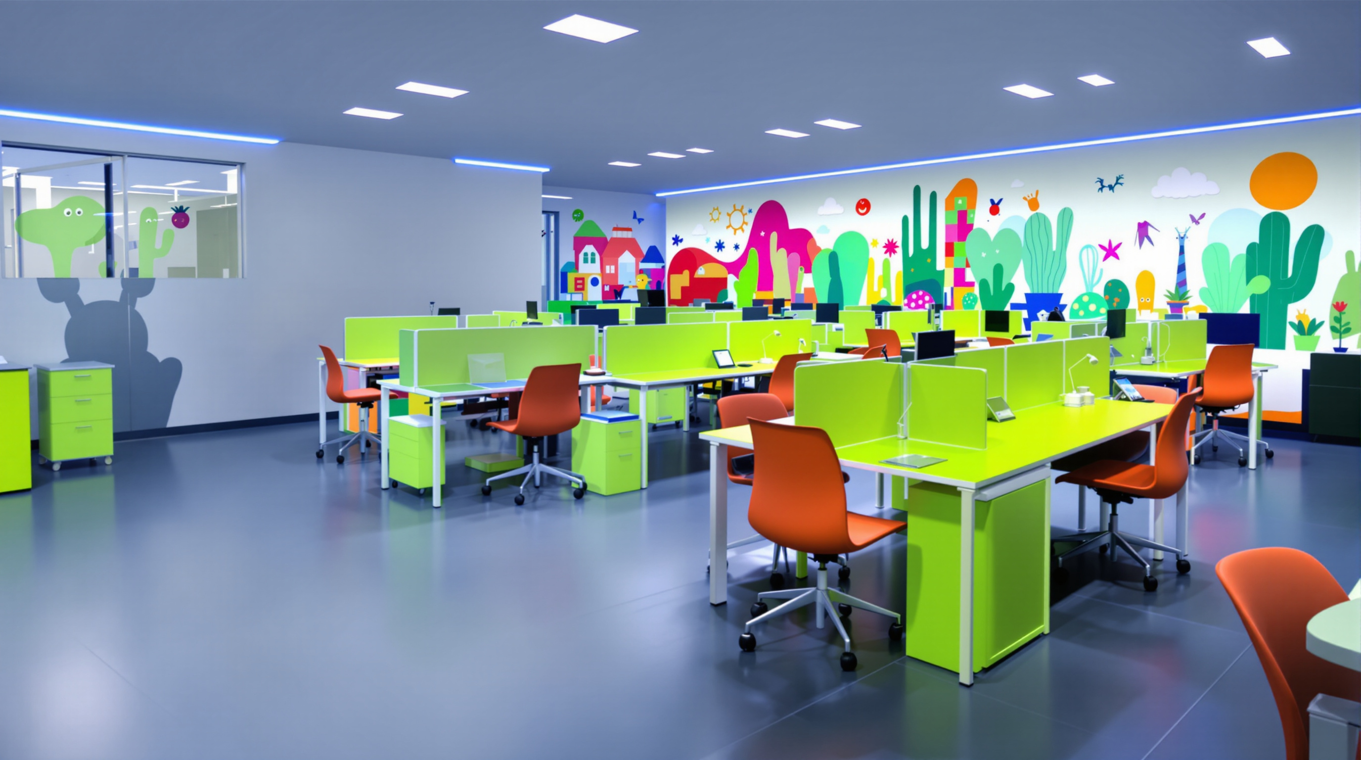 Bureau créatif coloré — réalisation Bee at Home